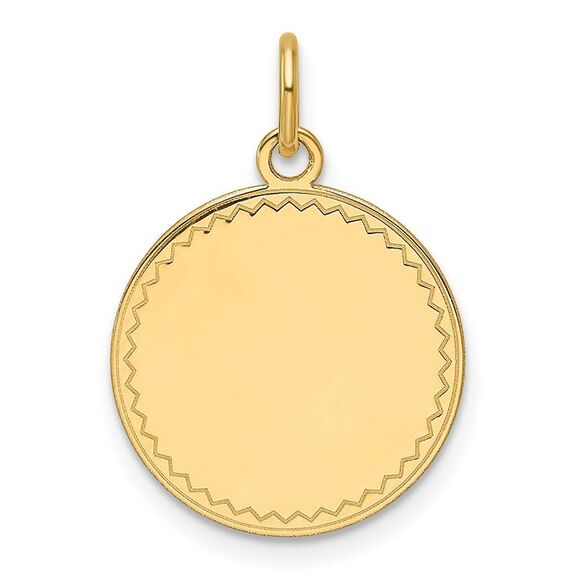 Kazi Luxury 14k Yellow Gold Plain .011 Gauge Engravable Round Disc Charm